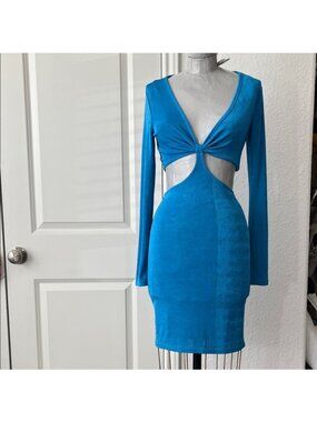 Who I Am Leslie Acapulco Long Sleeve Cut-Out Waist Back Slit Mini Dress